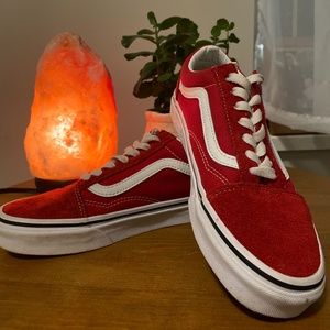 Red suede, woman’s Vans size 6.5